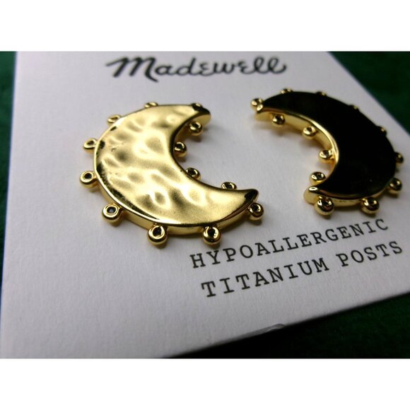 NEW Madewell Goldtone Crescent Moon Earrings - Picture 2 of 4